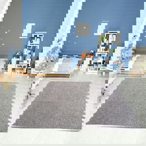 Grey shaggy rug Easy to clean, Colourfast, Resilient, Pet-friendly