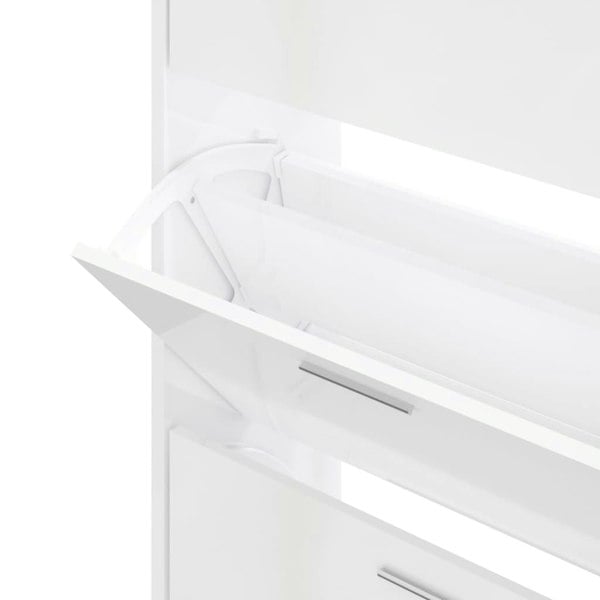 Berkfield Shoe Cabinet High Gloss White 63x24x103 cm Engineered Wood