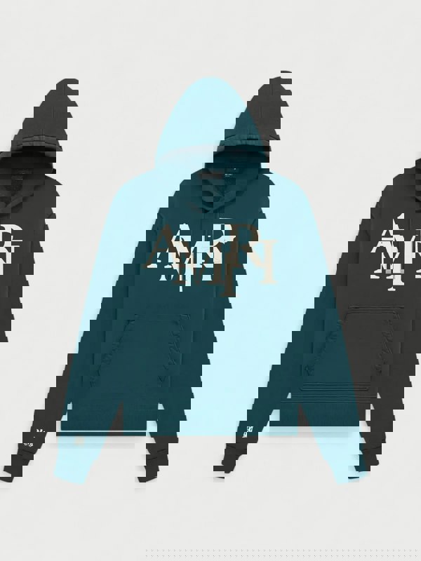 Amiri Staggered Logo Hoodie Rain Forest - Supplied FashionAmiri