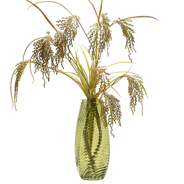 Hestia Green Ribbed Flute Vase