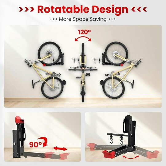 Havendro Bike Wall Mount Swivel Rotating Rack Garage Storage Hook MTB Road Electric Bike