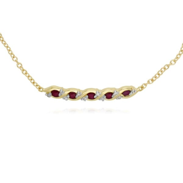 135L0264029 Classic Style Five Ruby & Diamond Twisted Bracelet in 9ct Yellow Gold 1