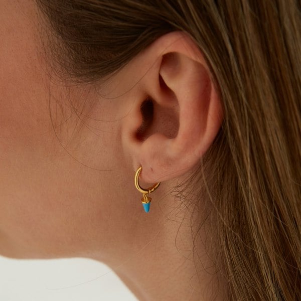 Spero London Turquoise Spike Pave Hoop Drop Earrings