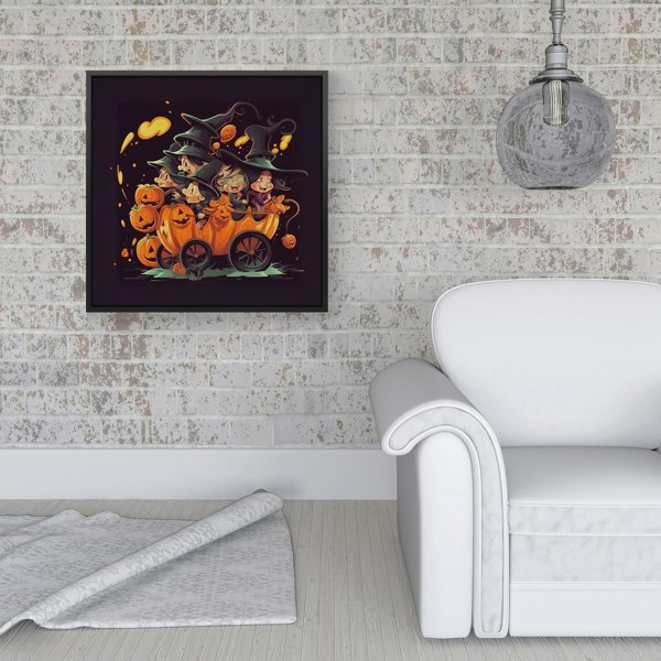 Warren Reed A Magical Pumpkin Carriage Framed Canvas