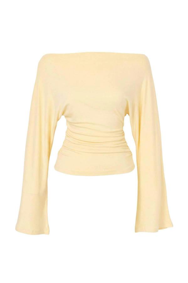 WOVCOR Fitted Boat Neck Batwing Sleeve Ribbed Blouse