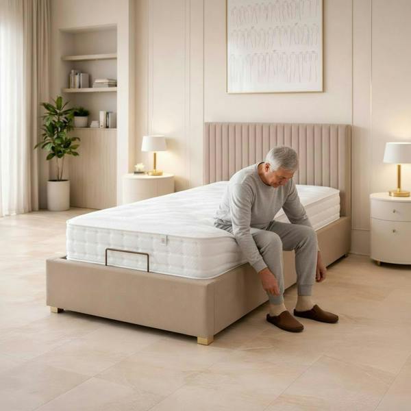 Paradise Beds Pannel line Mobility Bed with Mattress and Headboard Black