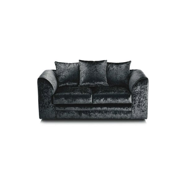 Dylan Crushed Velvet 3+2 Seater Fabric Sofa in Black
