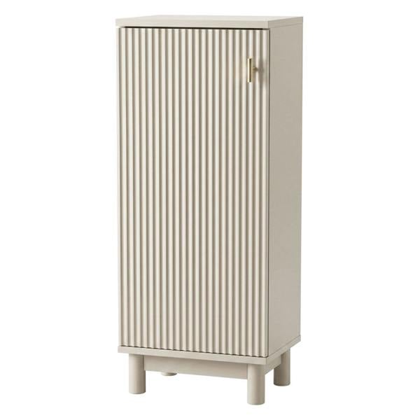 Levede Slim Bathroom Cabinet Tall Fluted Storage Cupboard Adjustable Shelf Cream