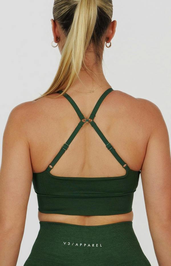 V3 Apparel Tempo Seamless Scrunch Leggings & Multi-Way Sports Bra Set - Hunter Green