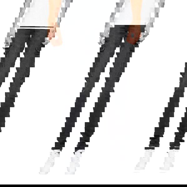 Crosshatch Mens Kremtap Cargo Jeans - Black Wash