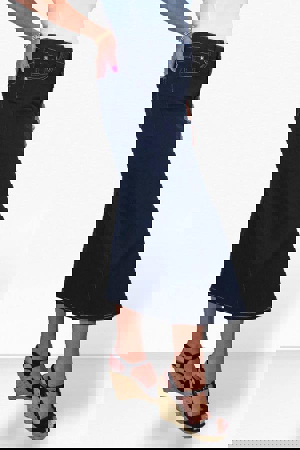 Paulo Due Women's Straight Midaxi Denim Skirt with Front Split