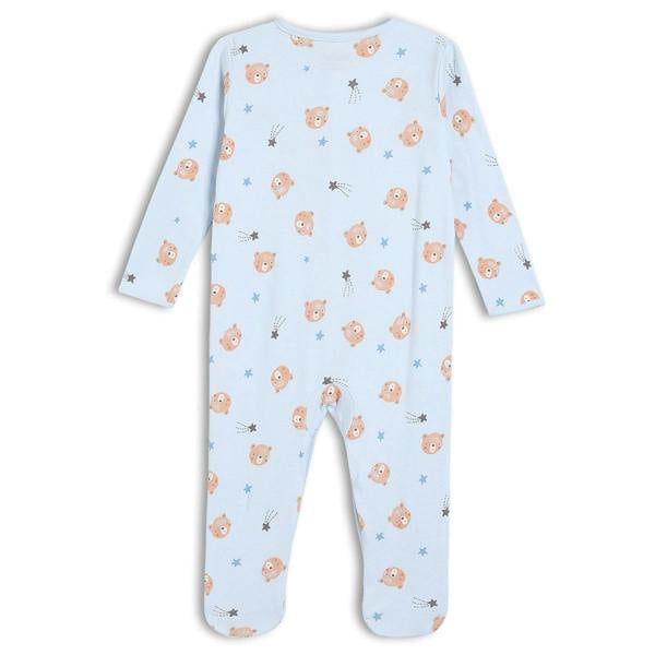 Baby Boys 2pk Teddy Bear Printed Sleepsuit, Multicolour - Minicuddles