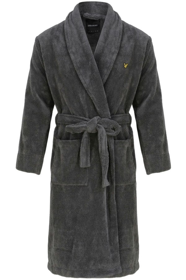 Lyle & Scott Lucas Towelling Bathrobe, Granite Grey