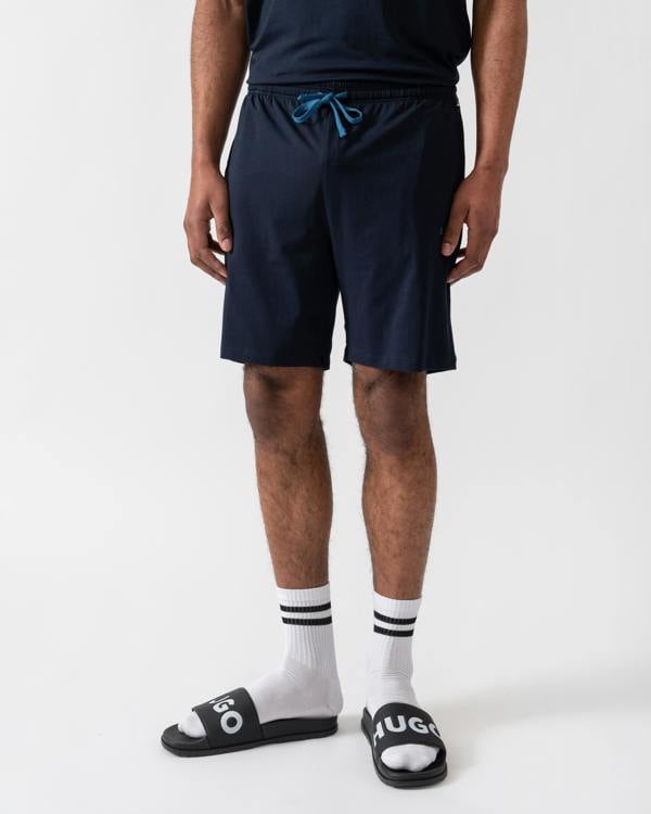 BOSS Orange Mix&Match Mens Stretch-Cotton Regular-Rise Loungewear Shorts with Embroidered Logo - Dark Blue 404