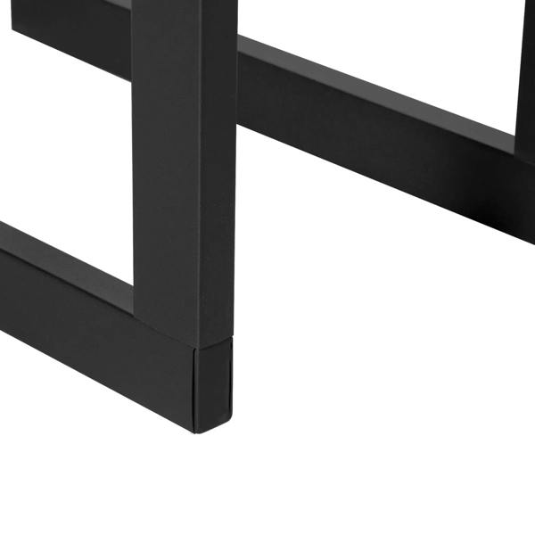 Black metal firewood rack corner base with angled support legs