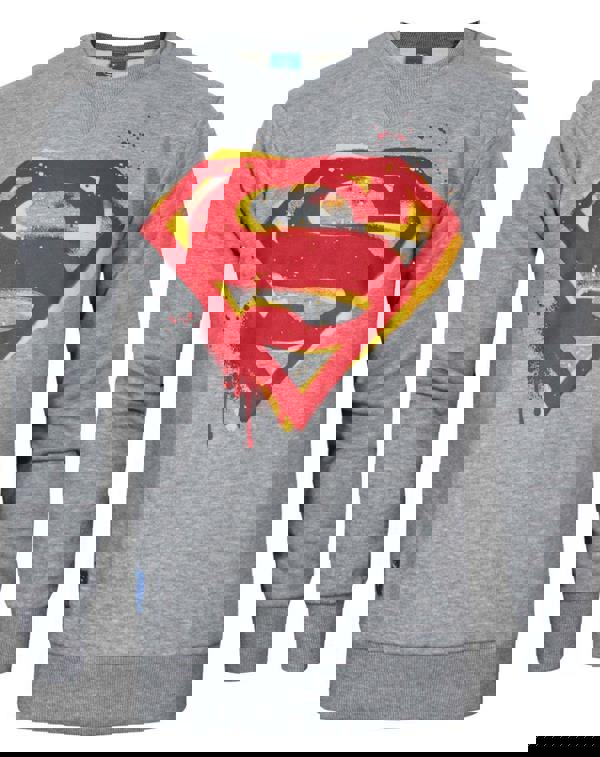 DC Comics Mens Grey Superman Stencil Logo Sweatshirt