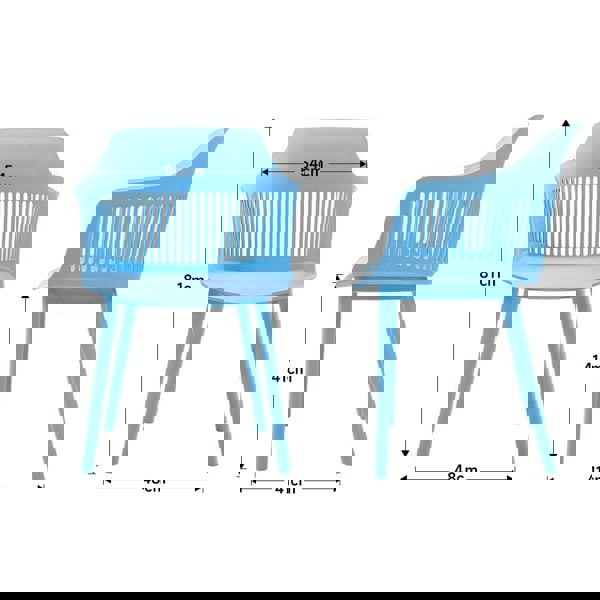 Vibrant Blue Plastic Chair, Set of Four, Durable and Lightweight Living and Home