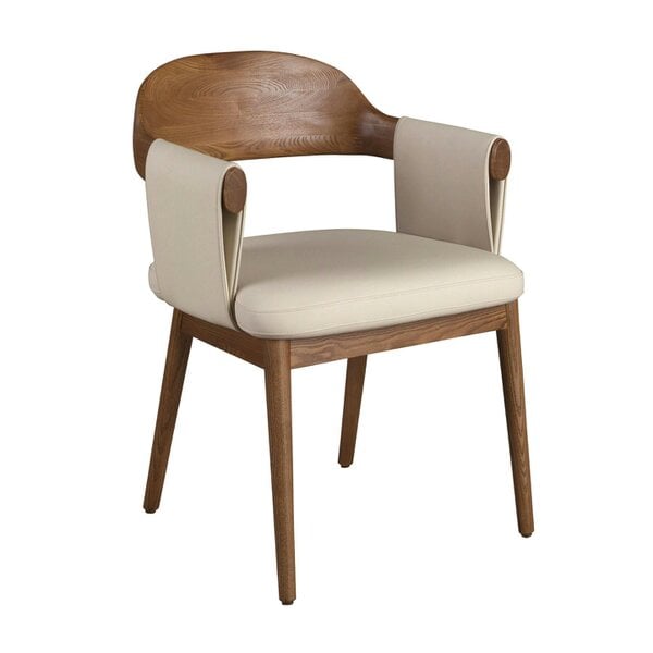 Angel Cerdá Walnut and cream leatherette chair 5186