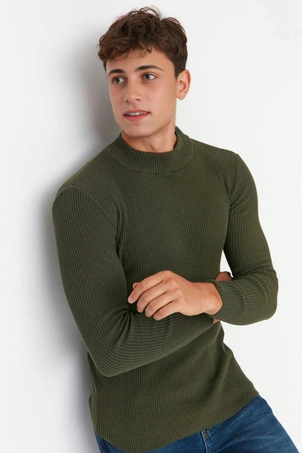 WOVCOR Half Turtleneck Ribbed Knit Men's Sweater
