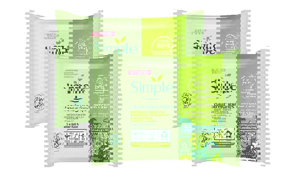 Simple Kind to Skin Cleansing Biodegradable Facial Wipes 25pcs