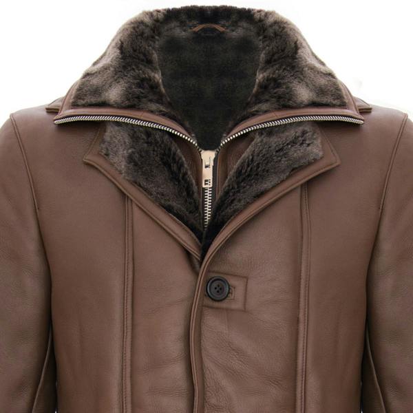 Infinity Leather Mens Warm Shearling Sheepskin Leather Coat-Florence