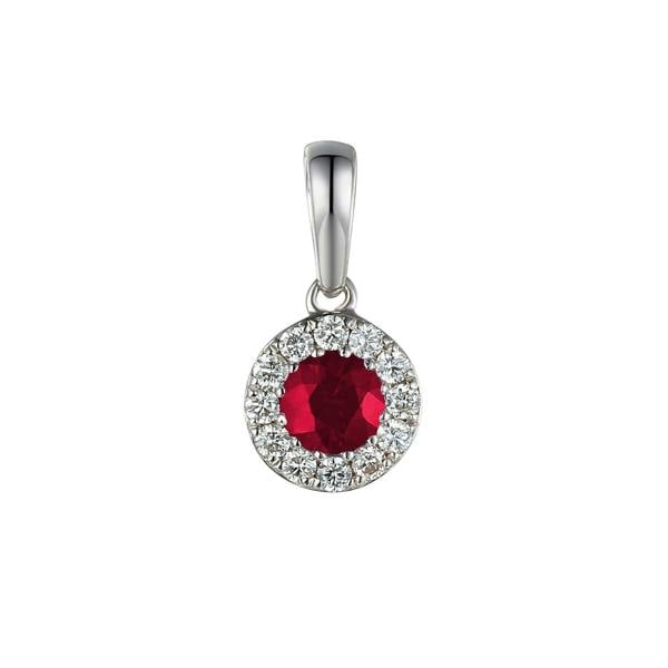 Sarah Layton Ruby & Diamond Cluster Pendant - 9ct White Gold