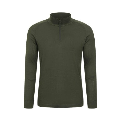 Mountain Warehouse Mens Talus Zip Neck Long-Sleeved Thermal Top - Khaki Green - 3XL - Khaki Green - 100% Polyester