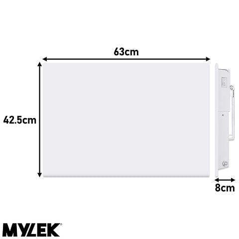 MYLEK Wall Mounted Slimline White Panel Heater 1200w Daily and Weekly Timer, Digital Thermostat