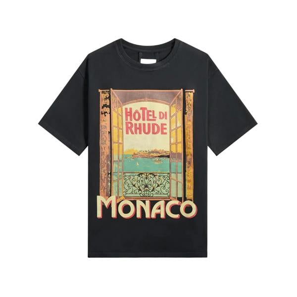 Rhude Hotel di Monaco T-Shirt   in  Black