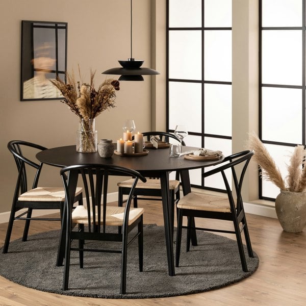 Furniture To Go Roxby Round Dining Table in Black 140x76cm