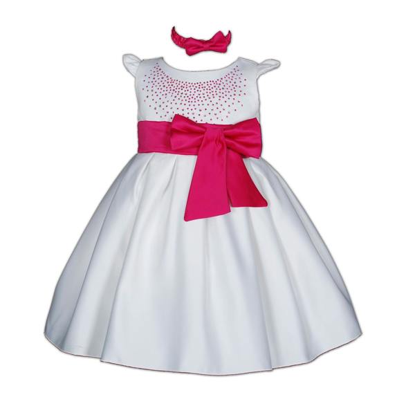 Cinda Satin Christening Party Dress with Headband