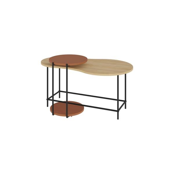 Decortie Modern Cuddle Coffee Tables 2 Piece Nested Table Round w Wheels and Oval Table Metal Legs Office