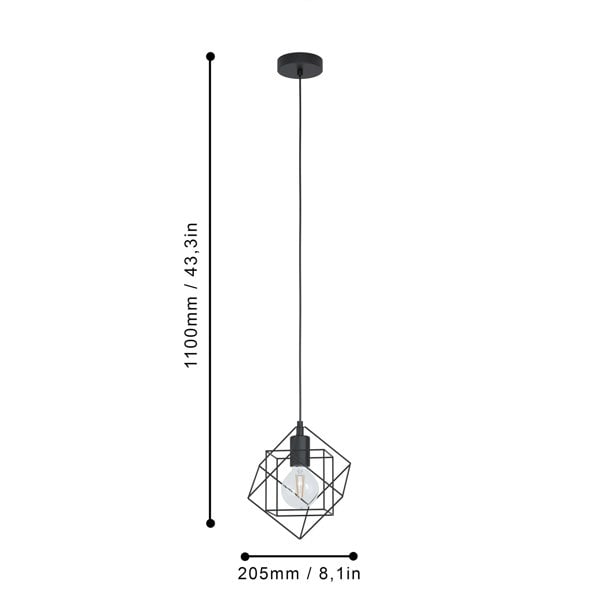 EGLO Straiton Black Steel Modern Geometric Pendant Light