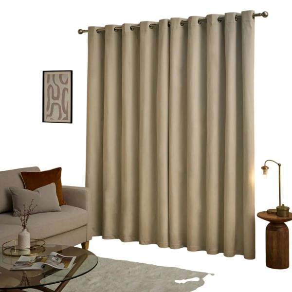 Furn Ultimate Velvet Blackout Curtains - Natural - 