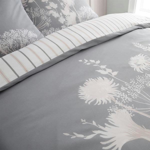 Meadowsweet Floral Grey/Pink Duvet Cover Set