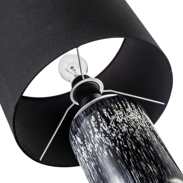 Modern Black and White Marble Drip Snowflake Glass Lamp with Shade Image 5
