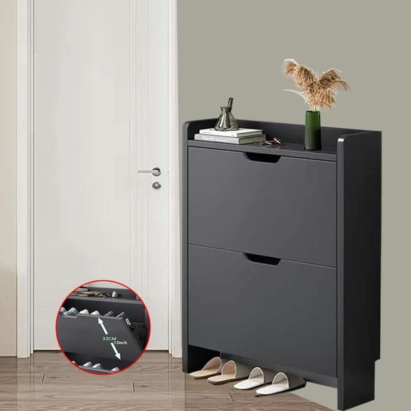 Havendro 2 Drawer Wooden Shoe Cabinet Freestanding Shoe Storage Rack Organiser