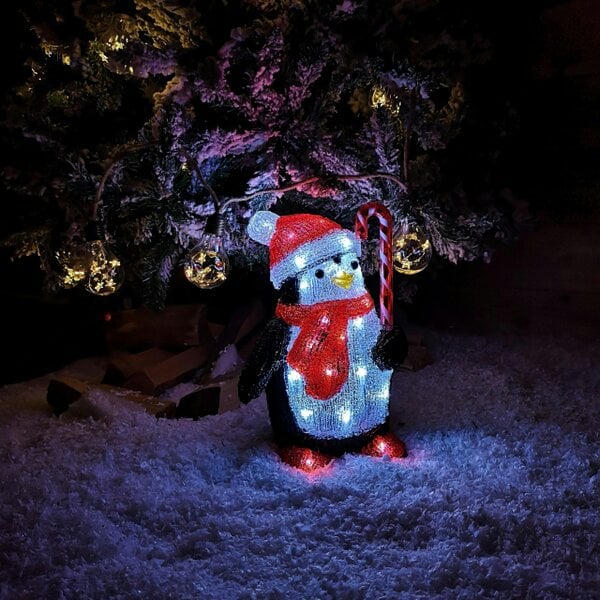 Samuel Alexander 30cm LED Soft Acrylic Penguin with Candy Cane Christmas Decoration