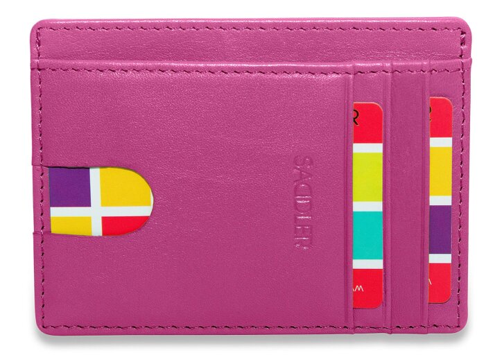 SADDLER Slim Leather Card Holder "Stella" – Handmade by Saddler |Gift Boxed - Magenta