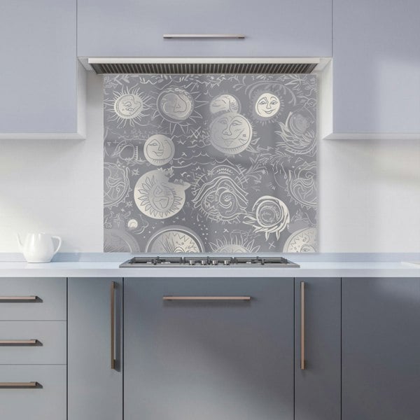 Warren Reed - Designer Sun and Moon in Grey Kitchen Splashback