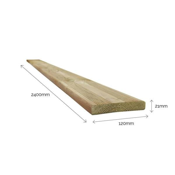 Snowdon Timber Treated Decking Board (T) 21mm (W) 120mm (L) 2.4m