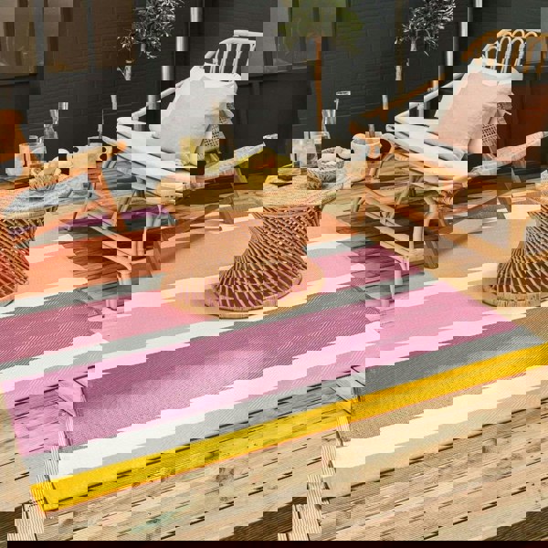 Rainbow Outdoor Rug Pink | Patio Decor | The Rugs