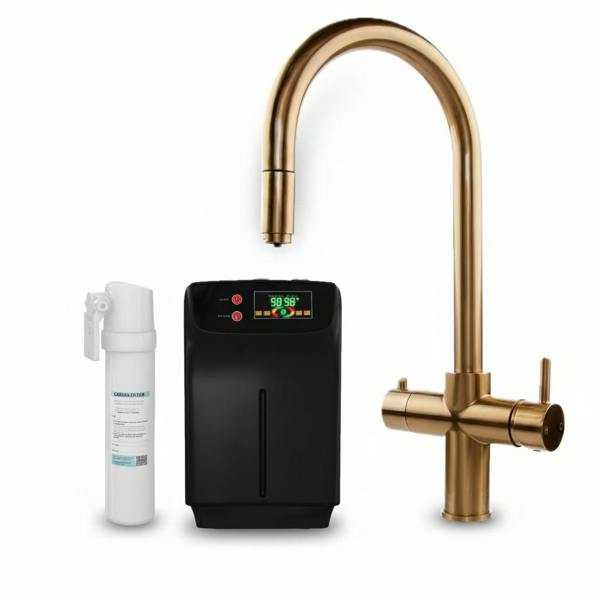 Boha Round Pull Out 3-in-1 Boiling Water Tap - Brushed Brass
