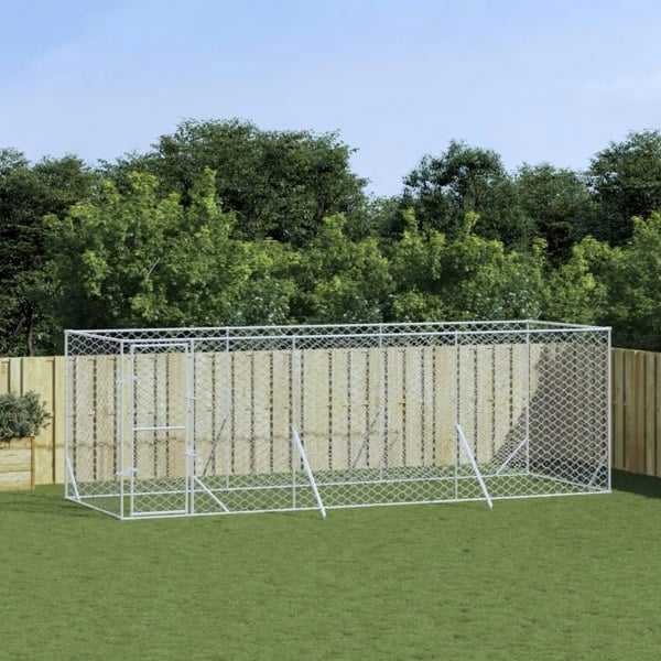 Berkfield Outdoor Dog Kennel Silver 6x2x2 m Galvanised Steel