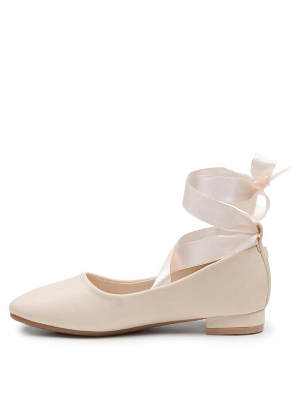 Girls Nude Flower Girl Shoes