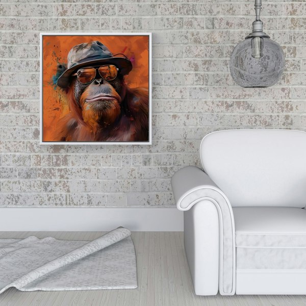 Warren Reed Orangutan In Glasses Framed Canvas