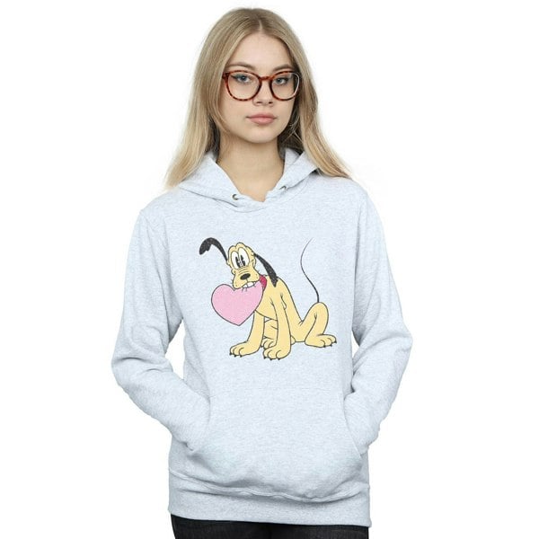 Disney Womens/Ladies Pluto Love Heart Hoodie - Sports Grey