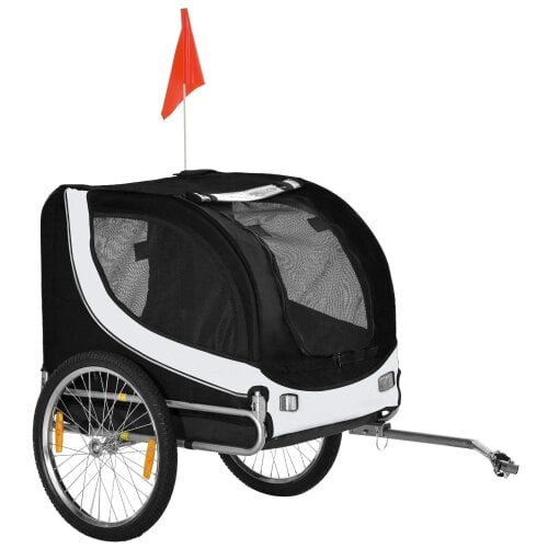 Steel Dog Bike Trailer Pet Cart Carrier for Bicycle Kit Water Resistant with Hitch Coupler Travel White and Black