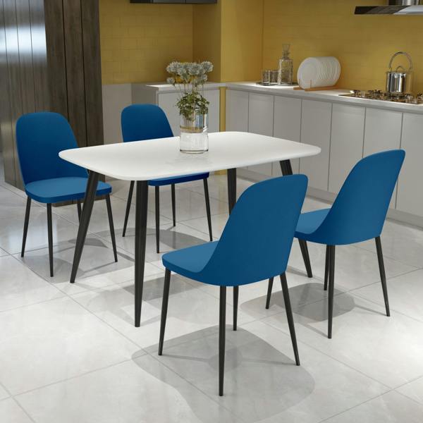 Core Products Aspen Dining Set - White Rectangular Table & 4 Duo Dining Chairs