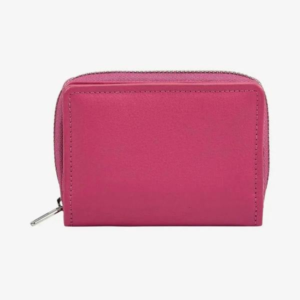 Miami real leather zipped card holder with RFID protection in pink 